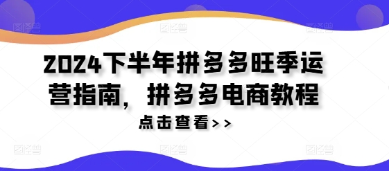 2024下半年拼多多旺季运营指南，拼多多电商教程-资源云