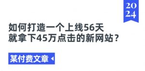 某付费文章《如何打造一个上线56天就拿下45万点击的新网站?》-资源云