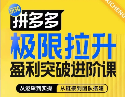 拼多多极限拉升盈利突破进阶课，​从算法到玩法，从玩法到团队搭建，体系化系统性帮助商家实现利润提升-资源云