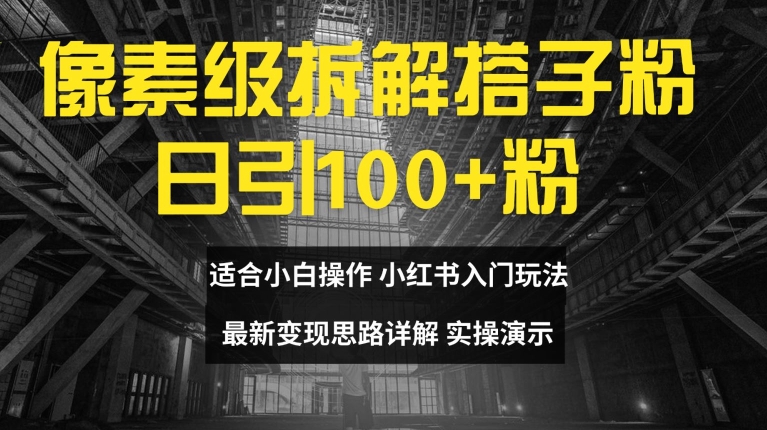 像素级拆解搭子粉，日引100+，小白看完可上手，最新变现思路详解【揭秘】-资源云