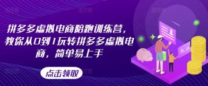 拼多多虚拟电商陪跑训练营,教你从0到1玩转拼多多虚拟电商,简单易上手(更新)-资源云