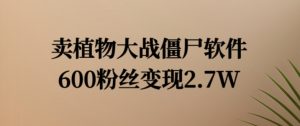 卖植物大战僵尸软件,600粉丝变现2.7W【揭秘】-资源云
