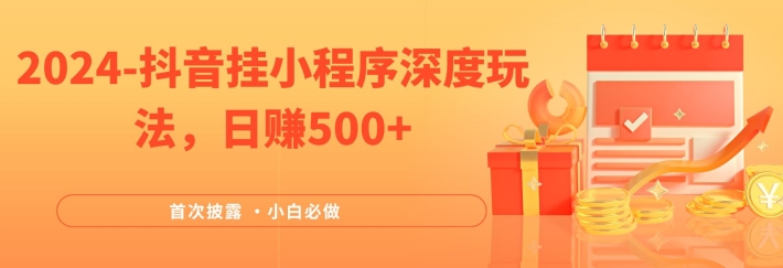 2024全网首次披露，抖音挂小程序深度玩法，日赚500+，简单、稳定，带渠道收入，小白必做【揭秘】-资源云
