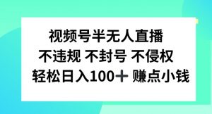 视频号半无人直播，不违规不封号，轻松日入100+【揭秘】-资源云