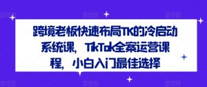 跨境老板快速布局TK的冷启动系统课，TikTok全案运营课程，小白入门最佳选择-资源云