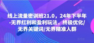 线上流量密训班21.0，24年下半年-无界红利和盈利玩法，终极优化/无界关键词/无界精准人群-资源云
