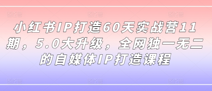 小红书IP打造60天实战营11期，5.0大升级，全网独一无二的自媒体IP打造课程-资源云