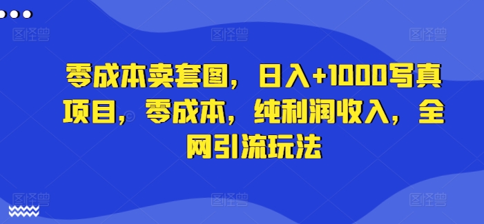 零成本卖套图，日入+1000写真项目，零成本，纯利润收入，全网引流玩法-资源云