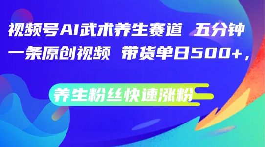视频号AI武术养生赛道，五分钟一条原创视频，带货单日几张，养生粉丝快速涨粉【揭秘】-资源云