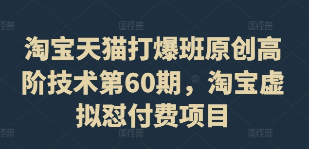 淘宝天猫打爆班原创高阶技术第60期，淘宝虚拟怼付费项目-资源云