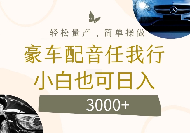 不为人知的暴力小项目，豪车配音，日入几张【揭秘】-资源云