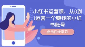 小红书运营课,从0到1运营一个赚钱的小红书账号-资源云