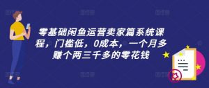 零基础闲鱼运营卖家篇系统课程,门槛低,0成本,一个月多赚个两三千多的零花钱-资源云