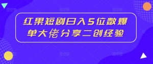 红果短剧日入5位数爆单大佬分享二创经验-资源云