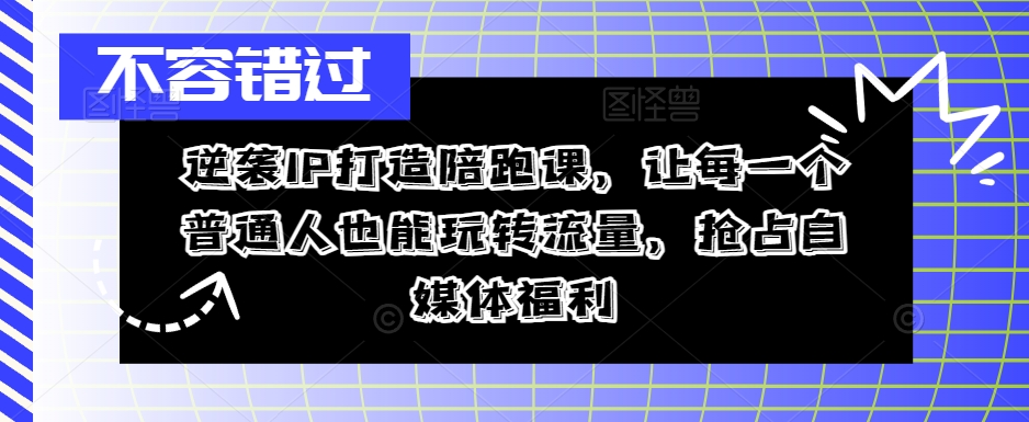 逆袭IP打造陪跑课，让每一个普通人也能玩转流量，抢占自媒体福利-资源云