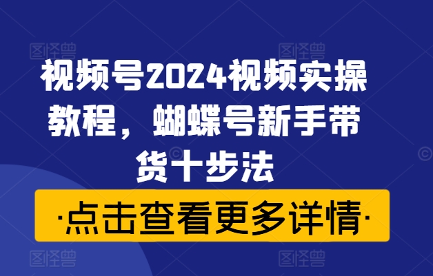 视频号2024视频实操教程，蝴蝶号新手带货十步法-资源云