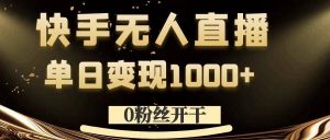 0粉丝开干,快手无人直播,单日变现1k+【揭秘】-资源云
