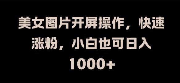 美女图片开屏操作，快速涨粉，小白也可日入1k【揭秘】-资源云