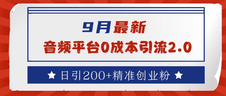 9月最新：音频平台0成本引流，日引200+精准创业粉【揭秘】-资源云