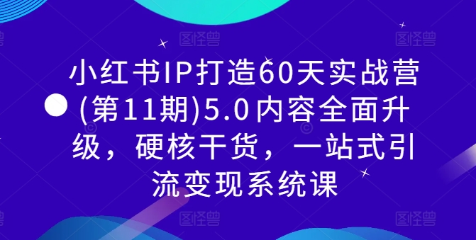 小红书IP打造60天实战营(第11期)5.0​内容全面升级，硬核干货，一站式引流变现系统课-资源云