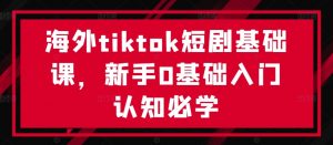 海外tiktok短剧基础课,新手0基础入门认知必学-资源云
