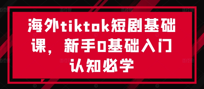 海外tiktok短剧基础课，新手0基础入门认知必学-资源云