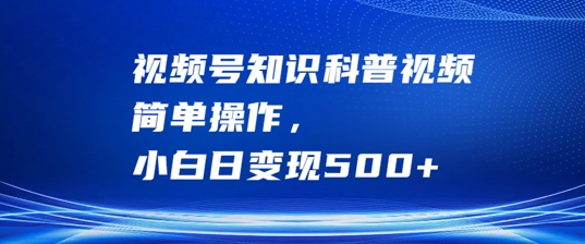 视频号知识科普视频，简单操作，小白日变现500+【揭秘】-资源云