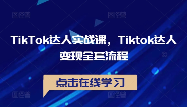 TikTok达人实战课，Tiktok达人变现全套流程-资源云