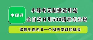 小绿书无脑搬运引流，全自动日引500精准创业粉，微信生态内又一个闷声发财的机会【揭秘】-资源云