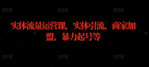 实体流量运营课，实体引流、商家加盟、暴力起号等-资源云