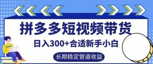拼多多短视频带货日入300+有长期稳定被动收益,合适新手小白【揭秘】-资源云