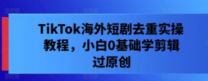 TikTok海外短剧去重实操教程,小白0基础学剪辑过原创-资源云