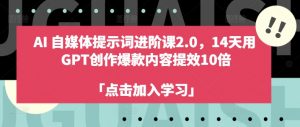 AI自媒体提示词进阶课2.0,14天用 GPT创作爆款内容提效10倍-资源云