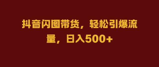 抖音闪图带货，轻松引爆流量，日入几张【揭秘】-资源云
