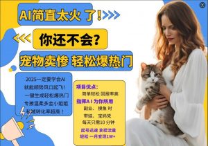 小红书AI宠物卖惨打工项目,一键生成轻松爆热门,专撩温柔多金小姐姐,私域转化率超高-资源云