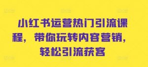 小红书运营热门引流课程,带你玩转内容营销,轻松引流获客-资源云