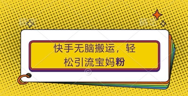 快手无脑搬运，轻松引流宝妈粉，纯小白轻松上手【揭秘】-资源云