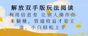 解放双手版玩法阅读,利用信息差让别人操作你来躺Z,管道收益才是王道,小白轻松上手【揭秘】-资源云
