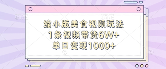 缩小版美食视频玩法，1条视频带货6W+，单日变现1k-资源云