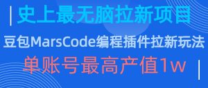 豆包MarsCode编程插件拉新玩法,史上最无脑的拉新项目,单账号最高产值1w-资源云
