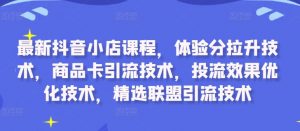最新抖音小店课程,体验分拉升技术,商品卡引流技术,投流效果优化技术,精选联盟引流技术-资源云