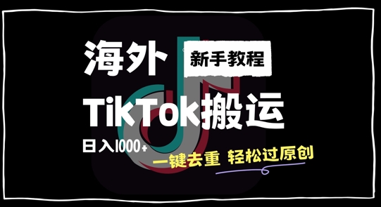 2024最新海外TikTok搬运玩法，一键去重轻松过原创，新手无经验也能日入1k【揭秘】-资源云