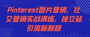 Pinterest图片营销,社交营销实战演练,独立站引流新利器-资源云