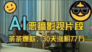 蓝海赛道，AI恶搞影视片段，条条爆款，30天涨粉77万，全流程拆解【揭秘】-资源云