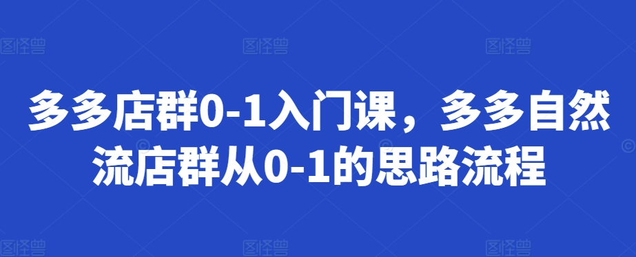 多多店群0-1入门课，多多自然流店群从0-1的思路流程-资源云