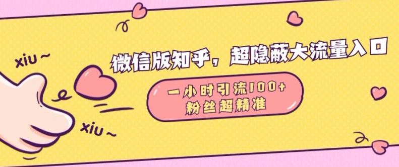 微信版知乎，超隐蔽流量入口1小时引流100人，粉丝质量超高【揭秘】-资源云