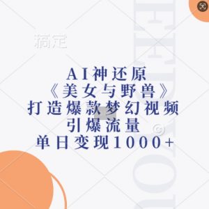 AI神还原《美女与野兽》，打造爆款梦幻视频，引爆流量，单日变现1k-资源云
