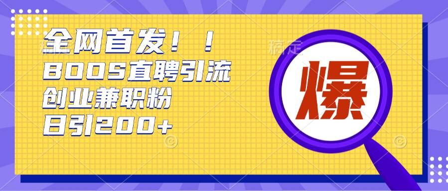 通过Boss直聘，每天轻松钓到200+多条创业大鱼的秘籍【揭秘】-资源云