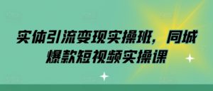 实体引流变现实操班,同城爆款短视频实操课-资源云