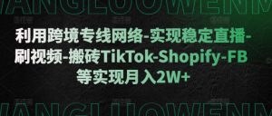 利用跨境专线网络-实现稳定直播-刷视频-搬砖TikTok-Shopify-FB等实现月入2W+【揭秘】-资源云